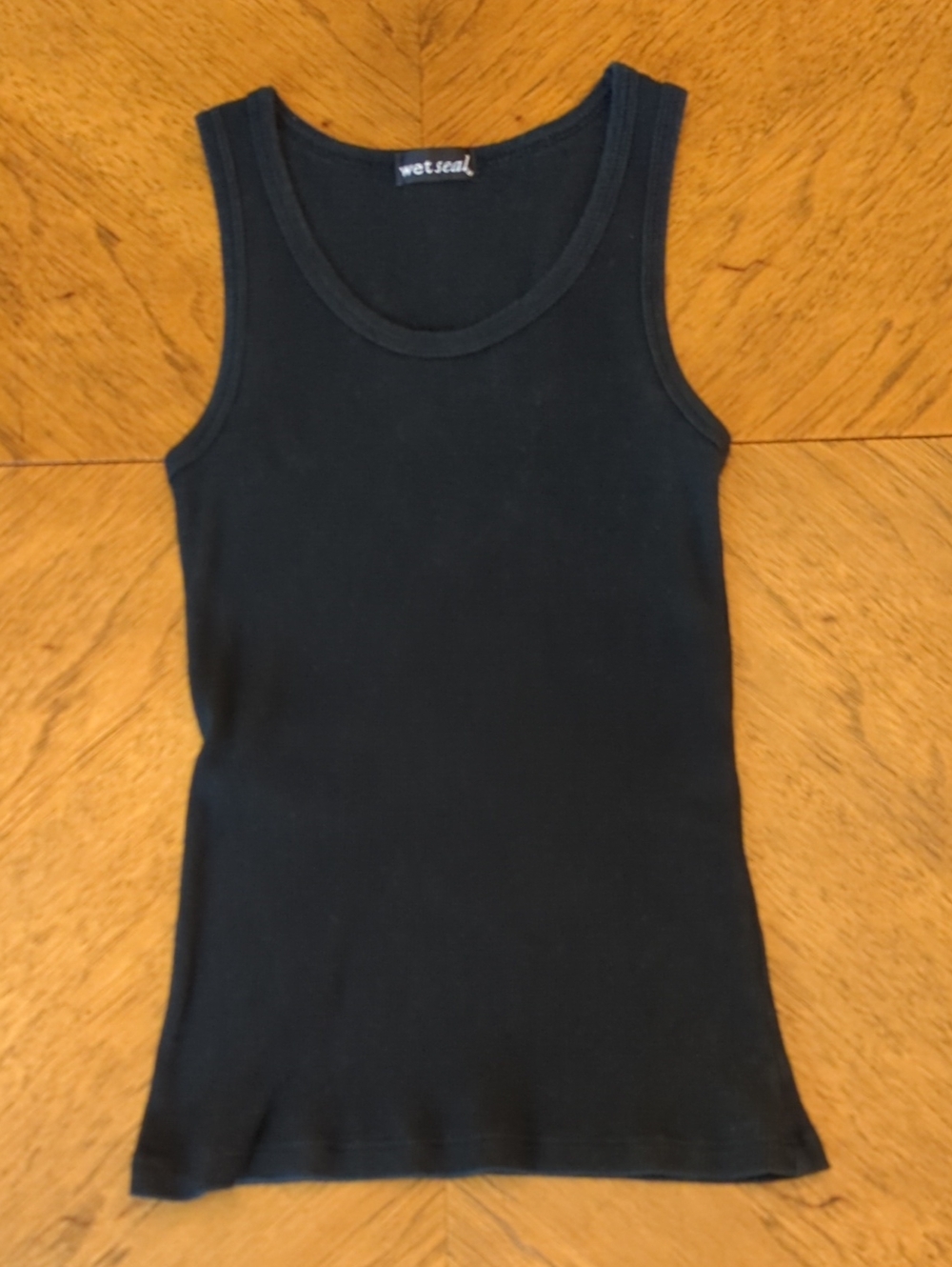 Y2K Wet Seal Black Ribbed Scoop Tank